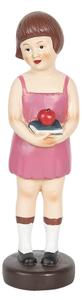 Dekorativní soška dívky s knihou a jablkem - 8*8*29 cm