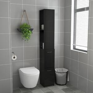 Koupelnová skříňka Stert - dřevotříska - 25 x 25 x 170 cm | černá vysoký lesk