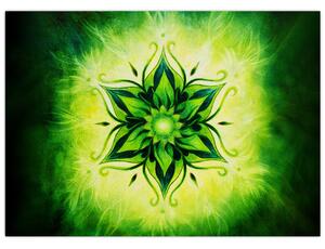 Obraz - Květinová mandala v zeleném pozadí (70x50 cm)