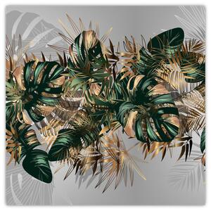 Obraz - Zlato-zelené tropické listy (30x30 cm)
