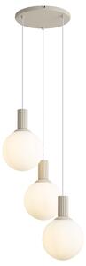 Skandinávská závěsná lampa béžová s opálovým sklem se 3 světly - Polly