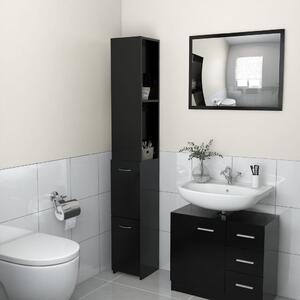 Koupelnová skříňka černá 25 x 25 x 170 cm dřevotříska