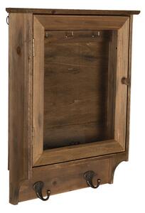 Dřevěná skříňka na klíče s věšákem - 30*8*40 cm