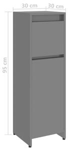 Koupelnová skříňka Ewen - dřevotříska - 30 x 30 x 95 cm | šedá vysoký lesk