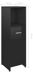 Koupelnová skříňka Brill - dřevotříska - 30 x 30 x 95 cm | černá vysoký lesk