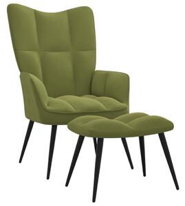 Relaxační křeslo Molde se stoličkou - samet | světle zelené