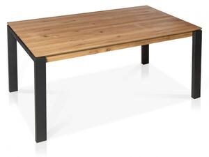 Rozkládací jídelní stůl masiv divoký dub a kovové nohy Bern 160/260x90