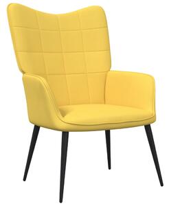 Relaxační křeslo Sølsnes se stoličkou - textil | hořčicové