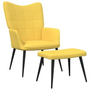 Relaxační křeslo Sølsnes se stoličkou - textil | hořčicové