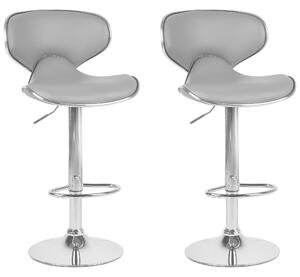 Sada 2 otočných barových židlí z umělé kůže šedé CONWAY