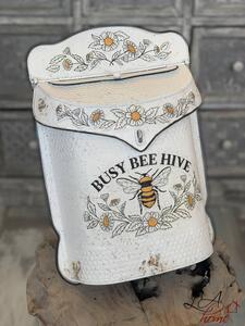 Krémová retro poštovní schránka s včelou Bee Hive - 27*8*39 cm