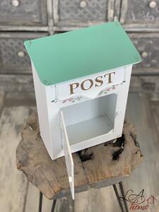 Krémová retro poštovní schránka s ptáčkem - 22*12*31 cm