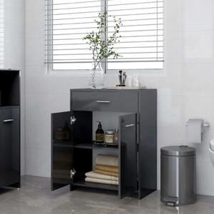 Koupelnová skříňka Skei - dřevotříska - 60 x 33 x 80 cm | šedá vysoký lesk