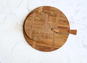 Kulaté servírovací prkénko z teakového dřeva - 58*50*1,5cm