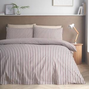 Tmavě hnědé povlečení na jednolůžko 135x200 cm Epping Textured Stripe – Catherine Lansfield