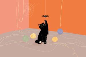 Samolepící tapeta hravá kočka s kloubky