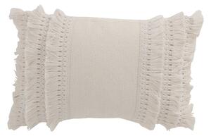 Krémový bavlněný polštář s třásněmi Fransen white off - 45*30 cm