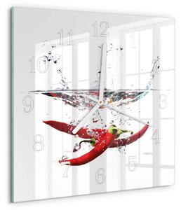Skleněné hodiny Chilli papričky zskb-30x30-00080245