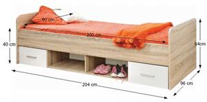 Jednolůžková postel 90 cm Ericus- Typ 04 Bílá. 779573