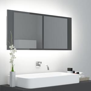 LED koupelnová skříňka se zrcadlem lesklá šedá 100 x 12 x 45 cm