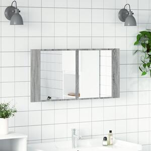 LED koupelnová skříňka se zrcadlem šedá sonoma 90x12x45cm akryl