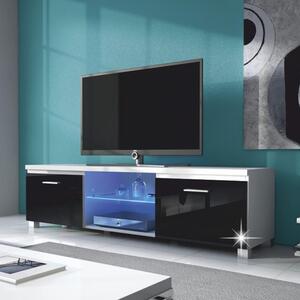 TV stolek/skříňka Linerad (bílá + extra vysoký lesk černý) (s osvětlením). 808386
