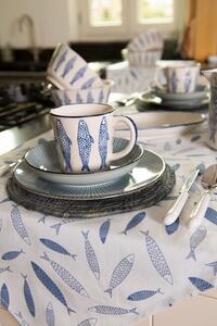 Keramický servírovací talíř s modrým dekorem ryby Atalante - 30*16*3 cm