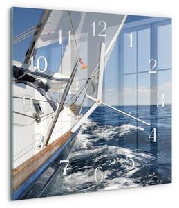 Skleněné hodiny Jachta zskb-30x30-00085145