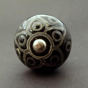 Keramická úchytka-Černá indiánská II Barva kovu: stříbrná