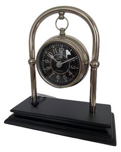 Stříbrné kovové závěsné stolní hodiny na stojánku - 19 cm