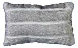 Šedý chlupatý polštář Tiara s bílými pruhy - 30*50*15cm