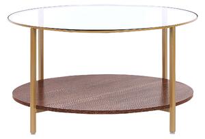 Konferenční stolek se skleněnou deskou tmavé dřevo/zlatý LIBBY