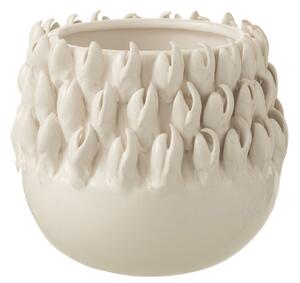 Krémový keramický obal na květináč Ibiza white - Ø 15*14cm
