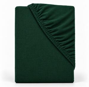 Jersey prostěradlo COMFORT z česané bavlny – tmavě zelené 90x200 cm