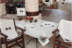 Dům Vánoc Vánoční ubrus s motivem Jmelí a cesmína Velikost: 90x90 cm