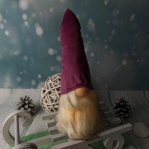 Svítící vánoční skřítek s fialovou čepicí- 33 cm