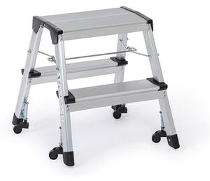 Hliníkové skládací schůdky s kolečky, oboustranné, výška 420 mm