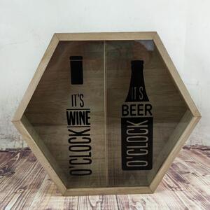 Dekorační šestihranný zásobník na zátky od vína a piva- 30 cm