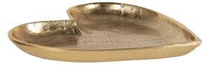 Zlatý dekorativní talíř z hliníku ve tvaru srdce L - 25*24*3 cm