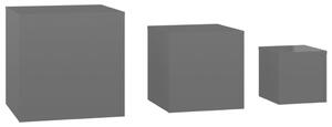 Odkládací stolky McRaven - 3 ks | šedé s vysokým leskem