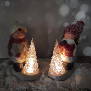 Zimní dítě- kluk s LED svítícím stromkem- 20 cm