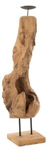Dřevěný svícen v přírodním tvaru z teakového dřeva Trun M - 15*15*70 cm