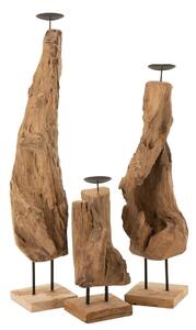 Dřevěný svícen v přírodním tvaru z teakového dřeva Trun S - 15*15*35 cm