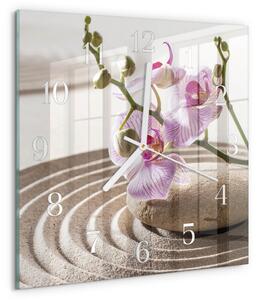 Skleněné hodiny Písečná orchidej zskb-30x30-00086367