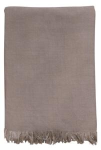 Taupe bavlněný pléd / přehoz s třásňovitým lemem Amiens - 130*170 cm