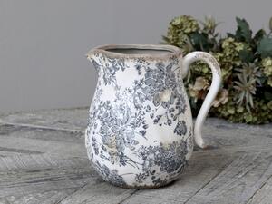 Keramický dekorační džbán se šedými květy Melun - 20*16*20cm
