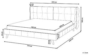 Šedá sametová postel 160 x 200 cm SENLIS