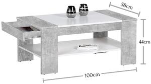 Konferenční stolek FINLEY PLUS beton/bílá