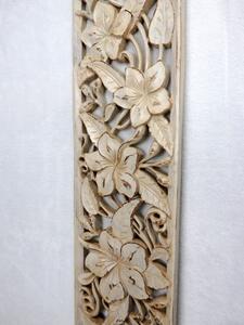 Závěsná dekorace HYBISCUS, exotické dřevo, ruční práce, 100x20 cm
