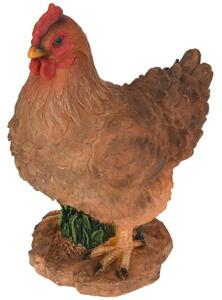Zahradní figurka z polistone Hen, 27 cm, hnědá